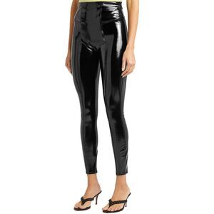 Spanx Womens Faux Patent Leather Leggings X-Small Classic Black - NWT